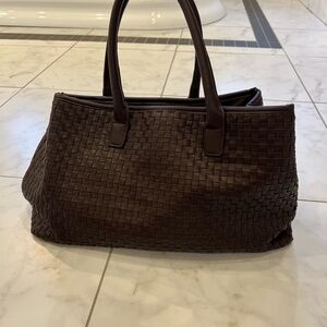 Chic Dark Brown Woven Tote Bag